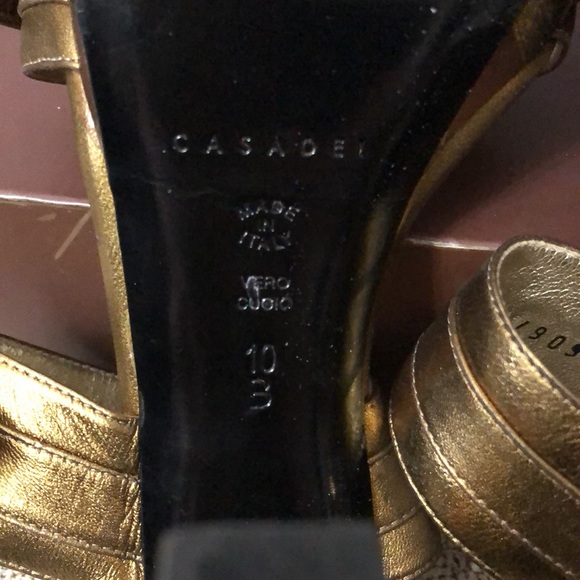 🌺DOMENICO VACCA GOLD PLATFORM HEELS SIZE 10 - Picture 6 of 8